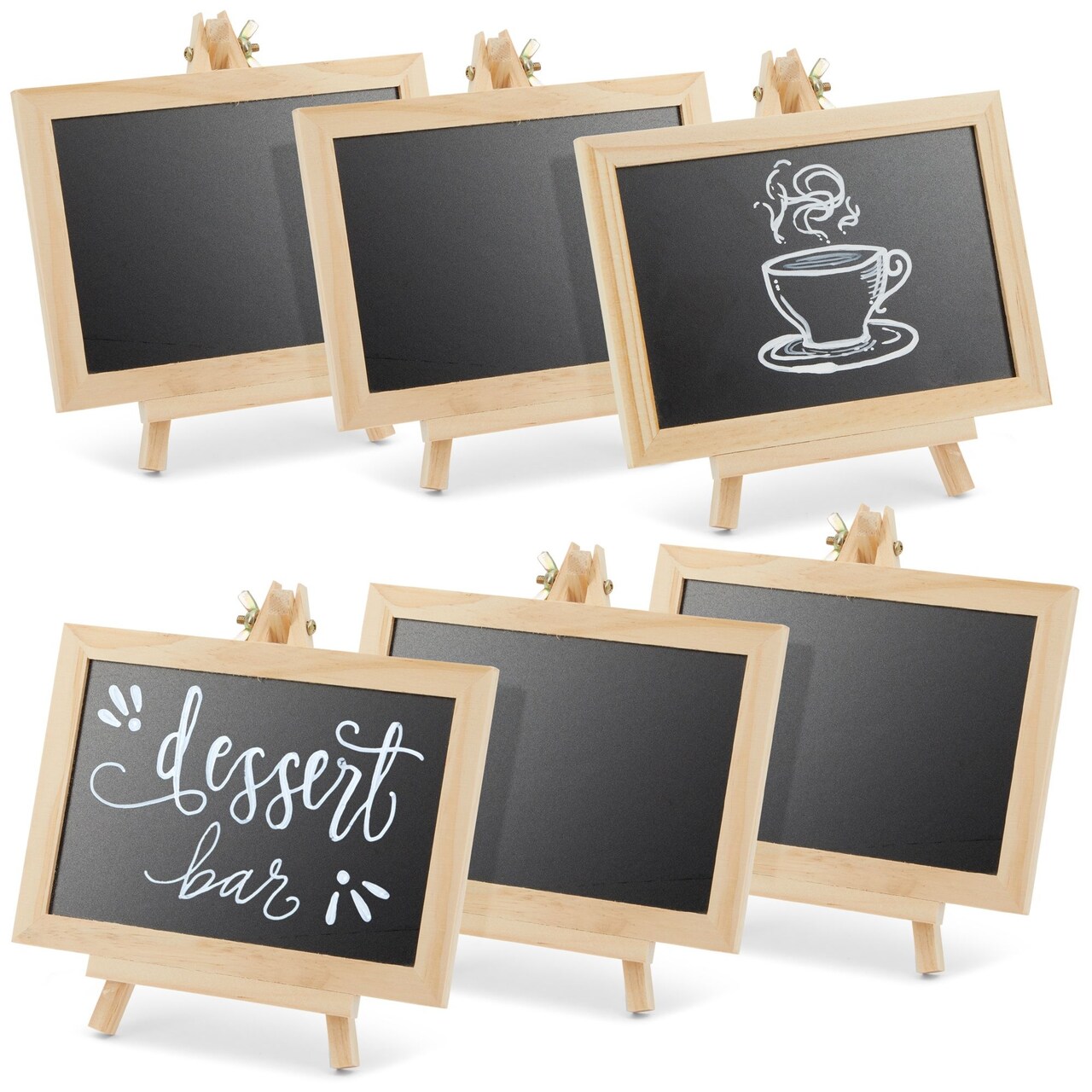 6-Pack Mini Chalkboard Signs with Easel Stand for Table Decor, Food Display, Message Boards, Small Business, Wedding, Banquet, Coffee Shop (Stand: 7x7x4 in, Board: 6x4 in)